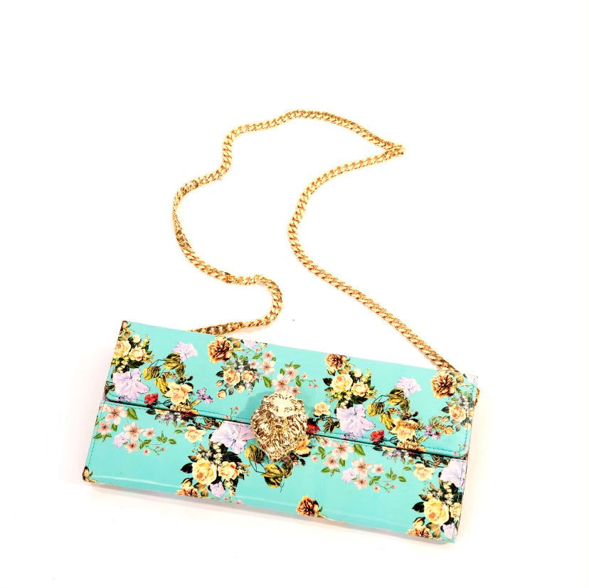 Treasure Trove Jewelry Leather Floral Clutch, Travel Case for Jewelry